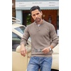 image:imageCOOFANDY Men Quarter Button Sweater Long Sleeve Henley Waffle Knit Pullover  3 Button Mock Neck Casual Dressy Slim Fit Fall Winter Tops Stand Collar Business Office Ribbed Cuffs Warm Cozy LayeringBrown and Grey
