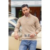 image:imageCOOFANDY Men Quarter Button Sweater Long Sleeve Henley Waffle Knit Pullover  3 Button Mock Neck Casual Dressy Slim Fit Fall Winter Tops Stand Collar Business Office Ribbed Cuffs Warm Cozy LayeringApricot