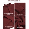 image:imageCOOFANDY Men Quarter Button Sweater Long Sleeve Henley Waffle Knit Pullover  3 Button Mock Neck Casual Dressy Slim Fit Fall Winter Tops Stand Collar Business Office Ribbed Cuffs Warm Cozy LayeringWine Red