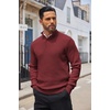 image:imageCOOFANDY Men Quarter Button Sweater Long Sleeve Henley Waffle Knit Pullover  3 Button Mock Neck Casual Dressy Slim Fit Fall Winter Tops Stand Collar Business Office Ribbed Cuffs Warm Cozy LayeringWine Red