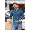 image:imageCOOFANDY Men Quarter Button Sweater Long Sleeve Henley Waffle Knit Pullover  3 Button Mock Neck Casual Dressy Slim Fit Fall Winter Tops Stand Collar Business Office Ribbed Cuffs Warm Cozy LayeringDark Blue