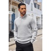 image:imageCOOFANDY Men Quarter Button Sweater Long Sleeve Henley Waffle Knit Pullover  3 Button Mock Neck Casual Dressy Slim Fit Fall Winter Tops Stand Collar Business Office Ribbed Cuffs Warm Cozy LayeringLight Grey