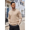 image:imageCOOFANDY Men Quarter Button Sweater Long Sleeve Henley Waffle Knit Pullover  3 Button Mock Neck Casual Dressy Slim Fit Fall Winter Tops Stand Collar Business Office Ribbed Cuffs Warm Cozy LayeringApricot