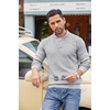 image:imageCOOFANDY Men Quarter Button Sweater Long Sleeve Henley Waffle Knit Pullover  3 Button Mock Neck Casual Dressy Slim Fit Fall Winter Tops Stand Collar Business Office Ribbed Cuffs Warm Cozy LayeringLight Grey
