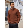 image:imageCOOFANDY Men Quarter Button Sweater Long Sleeve Henley Waffle Knit Pullover  3 Button Mock Neck Casual Dressy Slim Fit Fall Winter Tops Stand Collar Business Office Ribbed Cuffs Warm Cozy LayeringCaramel