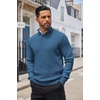 image:imageCOOFANDY Men Quarter Button Sweater Long Sleeve Henley Waffle Knit Pullover  3 Button Mock Neck Casual Dressy Slim Fit Fall Winter Tops Stand Collar Business Office Ribbed Cuffs Warm Cozy LayeringDark Blue