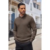 image:imageCOOFANDY Men Quarter Button Sweater Long Sleeve Henley Waffle Knit Pullover  3 Button Mock Neck Casual Dressy Slim Fit Fall Winter Tops Stand Collar Business Office Ribbed Cuffs Warm Cozy LayeringDark Coffee