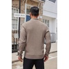 image:imageCOOFANDY Men Quarter Button Sweater Long Sleeve Henley Waffle Knit Pullover  3 Button Mock Neck Casual Dressy Slim Fit Fall Winter Tops Stand Collar Business Office Ribbed Cuffs Warm Cozy LayeringBrown and Grey