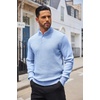 image:imageCOOFANDY Men Quarter Button Sweater Long Sleeve Henley Waffle Knit Pullover  3 Button Mock Neck Casual Dressy Slim Fit Fall Winter Tops Stand Collar Business Office Ribbed Cuffs Warm Cozy LayeringLight Blue