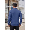 image:imageCOOFANDY Men Quarter Button Sweater Long Sleeve Henley Waffle Knit Pullover  3 Button Mock Neck Casual Dressy Slim Fit Fall Winter Tops Stand Collar Business Office Ribbed Cuffs Warm Cozy LayeringBlue
