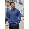 image:imageCOOFANDY Men Quarter Button Sweater Long Sleeve Henley Waffle Knit Pullover  3 Button Mock Neck Casual Dressy Slim Fit Fall Winter Tops Stand Collar Business Office Ribbed Cuffs Warm Cozy LayeringBlue