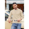image:imageCOOFANDY Men Quarter Button Sweater Long Sleeve Henley Waffle Knit Pullover  3 Button Mock Neck Casual Dressy Slim Fit Fall Winter Tops Stand Collar Business Office Ribbed Cuffs Warm Cozy LayeringBeige