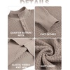 image:imageCOOFANDY Men Quarter Button Sweater Long Sleeve Henley Waffle Knit Pullover  3 Button Mock Neck Casual Dressy Slim Fit Fall Winter Tops Stand Collar Business Office Ribbed Cuffs Warm Cozy LayeringBrown and Grey