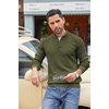 image:imageCOOFANDY Men Quarter Button Sweater Long Sleeve Henley Waffle Knit Pullover  3 Button Mock Neck Casual Dressy Slim Fit Fall Winter Tops Stand Collar Business Office Ribbed Cuffs Warm Cozy LayeringArmy Green
