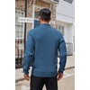 image:imageCOOFANDY Men Quarter Button Sweater Long Sleeve Henley Waffle Knit Pullover  3 Button Mock Neck Casual Dressy Slim Fit Fall Winter Tops Stand Collar Business Office Ribbed Cuffs Warm Cozy LayeringDark Blue