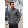 image:imageCOOFANDY Men Quarter Button Sweater Long Sleeve Henley Waffle Knit Pullover  3 Button Mock Neck Casual Dressy Slim Fit Fall Winter Tops Stand Collar Business Office Ribbed Cuffs Warm Cozy LayeringDark Grey