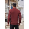 image:imageCOOFANDY Men Quarter Button Sweater Long Sleeve Henley Waffle Knit Pullover  3 Button Mock Neck Casual Dressy Slim Fit Fall Winter Tops Stand Collar Business Office Ribbed Cuffs Warm Cozy LayeringWine Red