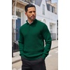 image:imageCOOFANDY Men Quarter Button Sweater Long Sleeve Henley Waffle Knit Pullover  3 Button Mock Neck Casual Dressy Slim Fit Fall Winter Tops Stand Collar Business Office Ribbed Cuffs Warm Cozy LayeringDark Green