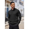 image:imageCOOFANDY Men Quarter Button Sweater Long Sleeve Henley Waffle Knit Pullover  3 Button Mock Neck Casual Dressy Slim Fit Fall Winter Tops Stand Collar Business Office Ribbed Cuffs Warm Cozy LayeringBlack