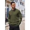 image:imageCOOFANDY Men Quarter Button Sweater Long Sleeve Henley Waffle Knit Pullover  3 Button Mock Neck Casual Dressy Slim Fit Fall Winter Tops Stand Collar Business Office Ribbed Cuffs Warm Cozy LayeringArmy Green