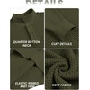 image:imageCOOFANDY Men Quarter Button Sweater Long Sleeve Henley Waffle Knit Pullover  3 Button Mock Neck Casual Dressy Slim Fit Fall Winter Tops Stand Collar Business Office Ribbed Cuffs Warm Cozy LayeringArmy Green