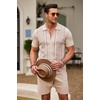 image:imageCOOFANDY Mens 2 Piece Outfit Vintage Short Sleeve Button Down Knit Polo Shirts Casual Beach Shorts Sets01light Khaki
