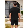 image:imageCOOFANDY Mens 2 Piece Outfit Vintage Short Sleeve Button Down Knit Polo Shirts Casual Beach Shorts SetsArgyleblack