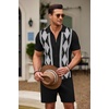 image:imageCOOFANDY Mens 2 Piece Outfit Vintage Short Sleeve Button Down Knit Polo Shirts Casual Beach Shorts SetsArgyleblack