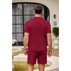 image:imageCOOFANDY Mens 2 Piece Outfit Vintage Short Sleeve Button Down Knit Polo Shirts Casual Beach Shorts SetsArgylered