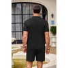 image:imageCOOFANDY Mens 2 Piece Outfit Vintage Short Sleeve Button Down Knit Polo Shirts Casual Beach Shorts SetsBlack  Brown