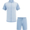 image:imageCOOFANDY Mens 2 Piece Outfit Vintage Short Sleeve Button Down Knit Polo Shirts Casual Beach Shorts SetsBlue  White