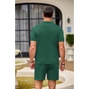 image:imageCOOFANDY Mens 2 Piece Outfit Vintage Short Sleeve Button Down Knit Polo Shirts Casual Beach Shorts SetsDark Green