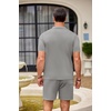 image:imageCOOFANDY Mens 2 Piece Outfit Vintage Short Sleeve Button Down Knit Polo Shirts Casual Beach Shorts SetsGrey