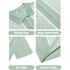 image:imageCOOFANDY Mens 2 Piece Outfit Vintage Short Sleeve Button Down Knit Polo Shirts Casual Beach Shorts SetsLight Green