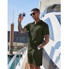 image:imageCOOFANDY Mens 2 Pieces Outfits Casual Quarter Zip Polo Shirt and Shorts Set Athletic Jogging Summer TracksuitArmy Green