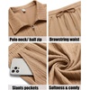 image:imageCOOFANDY Mens 2 Pieces Outfits Casual Quarter Zip Polo Shirt and Shorts Set Athletic Jogging Summer TracksuitKhaki