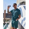 image:imageCOOFANDY Mens 2 Pieces Outfits Casual Quarter Zip Polo Shirt and Shorts Set Athletic Jogging Summer TracksuitLake Blue