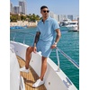 image:imageCOOFANDY Mens 2 Pieces Outfits Casual Quarter Zip Polo Shirt and Shorts Set Athletic Jogging Summer TracksuitLight Blue
