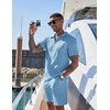 image:imageCOOFANDY Mens 2 Pieces Outfits Casual Quarter Zip Polo Shirt and Shorts Set Athletic Jogging Summer TracksuitLight Blue