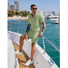 image:imageCOOFANDY Mens 2 Pieces Outfits Casual Quarter Zip Polo Shirt and Shorts Set Athletic Jogging Summer TracksuitLight Green