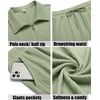 image:imageCOOFANDY Mens 2 Pieces Outfits Casual Quarter Zip Polo Shirt and Shorts Set Athletic Jogging Summer TracksuitLight Green