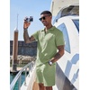 image:imageCOOFANDY Mens 2 Pieces Outfits Casual Quarter Zip Polo Shirt and Shorts Set Athletic Jogging Summer TracksuitLight Green