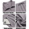 image:imageCOOFANDY Mens 2 Pieces Outfits Casual Quarter Zip Polo Shirt and Shorts Set Athletic Jogging Summer TracksuitLight Grey