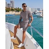 image:imageCOOFANDY Mens 2 Pieces Outfits Casual Quarter Zip Polo Shirt and Shorts Set Athletic Jogging Summer TracksuitLight Grey