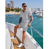 image:imageCOOFANDY Mens 2 Pieces Outfits Casual Quarter Zip Polo Shirt and Shorts Set Athletic Jogging Summer TracksuitLight Heather Grey