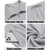 image:imageCOOFANDY Mens 2 Pieces Outfits Casual Quarter Zip Polo Shirt and Shorts Set Athletic Jogging Summer TracksuitLight Heather Grey