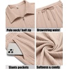 image:imageCOOFANDY Mens 2 Pieces Outfits Casual Quarter Zip Polo Shirt and Shorts Set Athletic Jogging Summer TracksuitLight Khaki