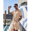 image:imageCOOFANDY Mens 2 Pieces Outfits Casual Quarter Zip Polo Shirt and Shorts Set Athletic Jogging Summer TracksuitLight Khaki