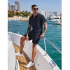 image:imageCOOFANDY Mens 2 Pieces Outfits Casual Quarter Zip Polo Shirt and Shorts Set Athletic Jogging Summer TracksuitNavy Blue