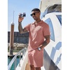image:imageCOOFANDY Mens 2 Pieces Outfits Casual Quarter Zip Polo Shirt and Shorts Set Athletic Jogging Summer TracksuitPink